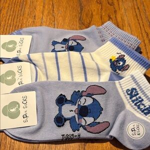 Stitch Blue and White Ankle Booties